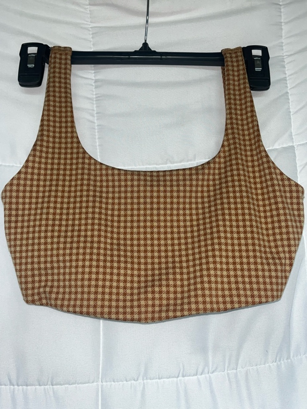 Madewell Square Neck Sports Bra - Check Print Size medium Tan